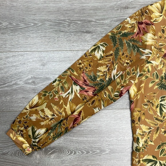 NWOT Long Sleeve Floral Chiffon Boho Button Down Blouse Earthtones XL - Picture 4 of 16